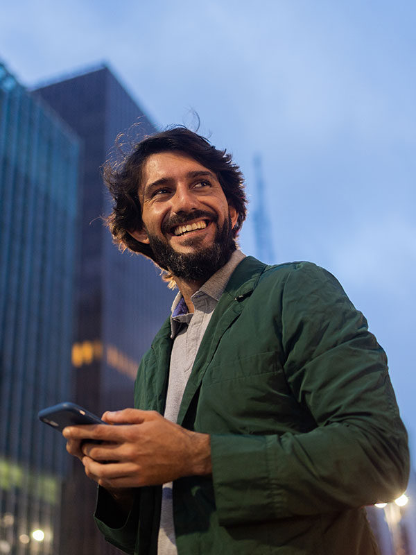 A man holding a mobile phone