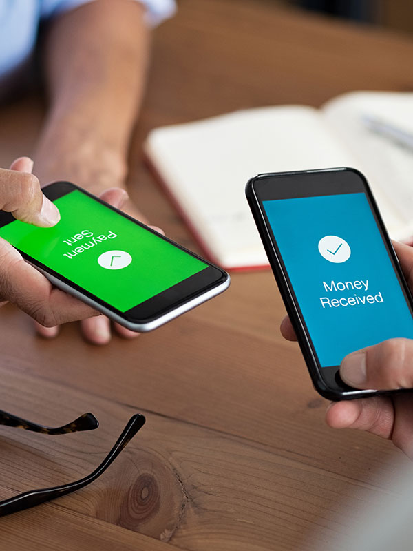 Two phones transferring money