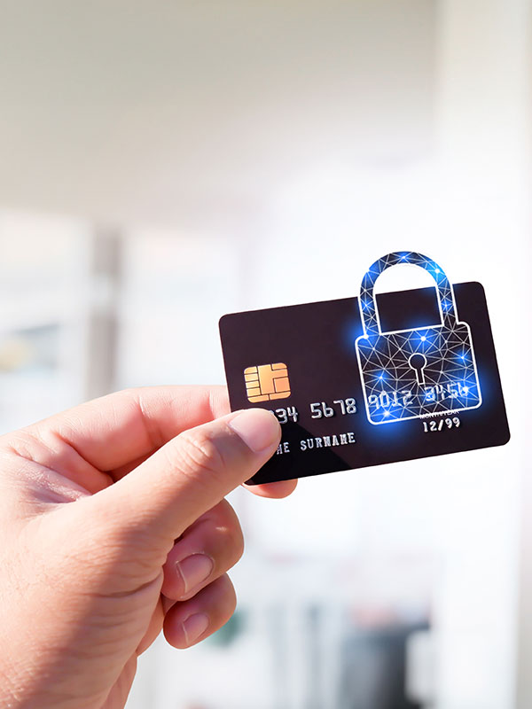 A credit card with a padlock overlay